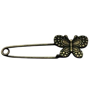 Butterfly Shaped Safety Pin Charm Holder Skirt Pin Brooch